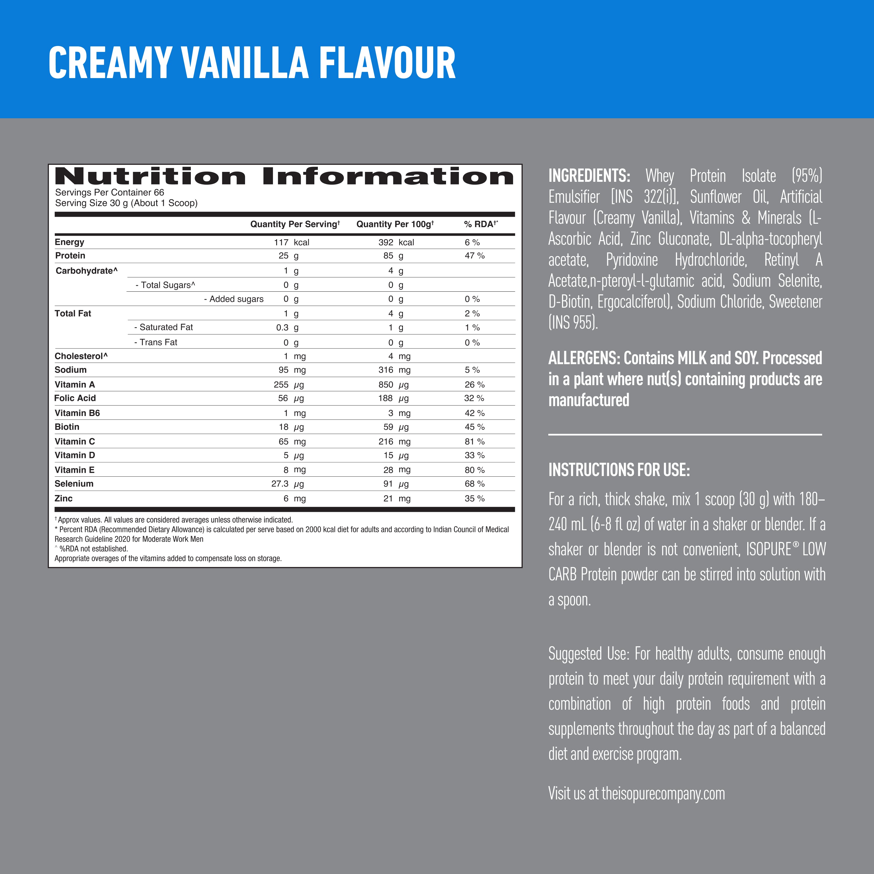 ISOPURE® Low Carb 100% Whey Isolate Protein