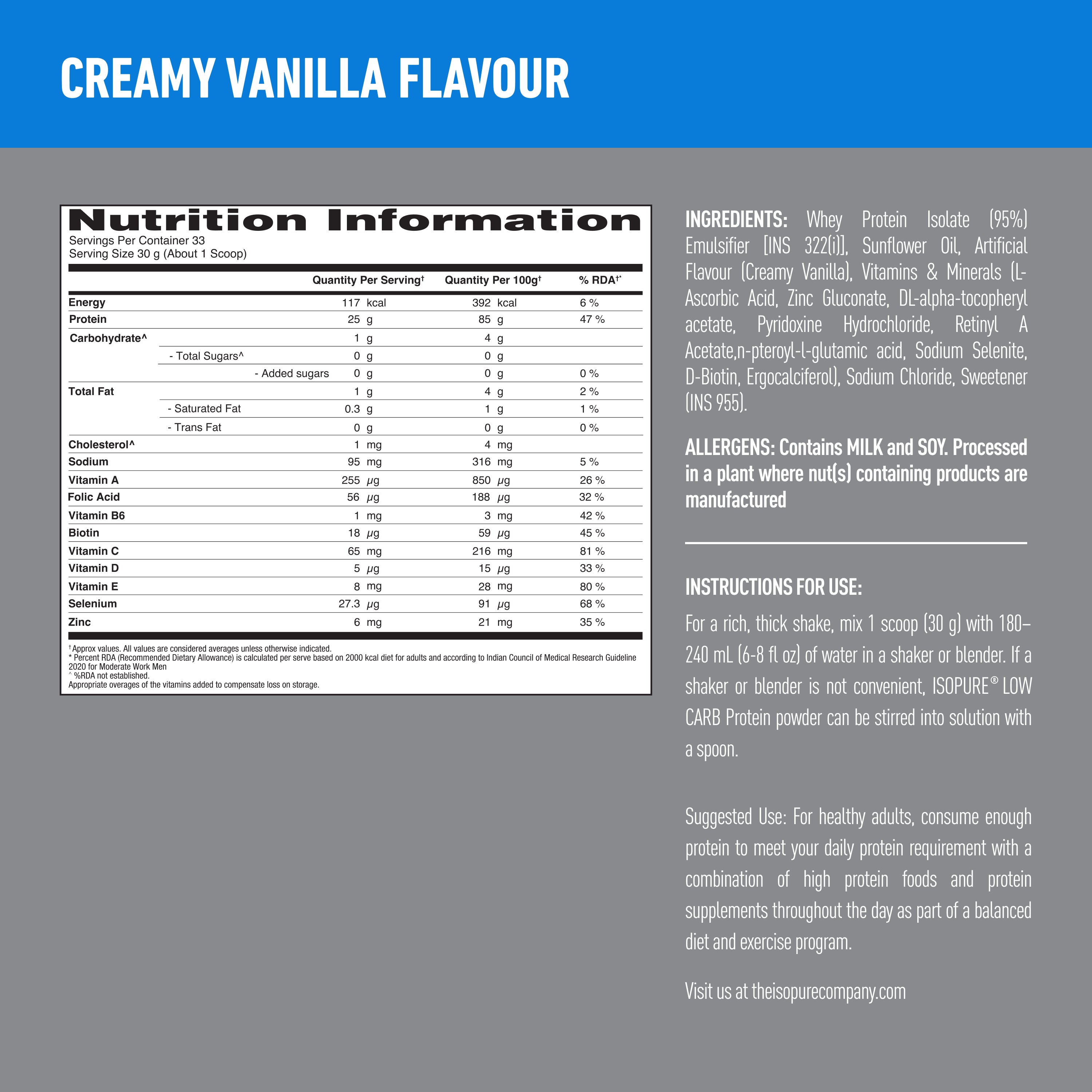 ISOPURE® Low Carb 100% Whey Isolate Protein