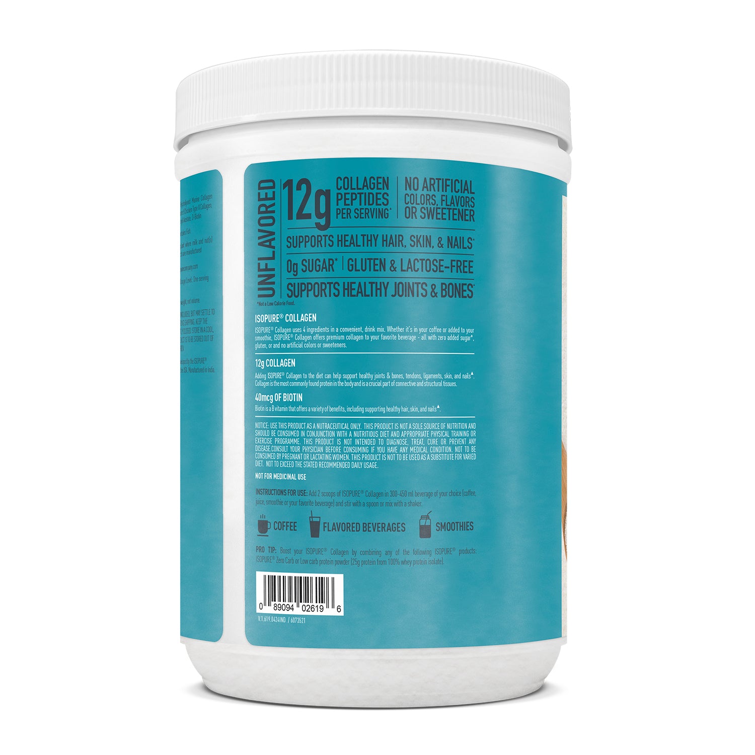 ISOPURE® Collagen Peptides with 12g of Type I, II and III Collagen