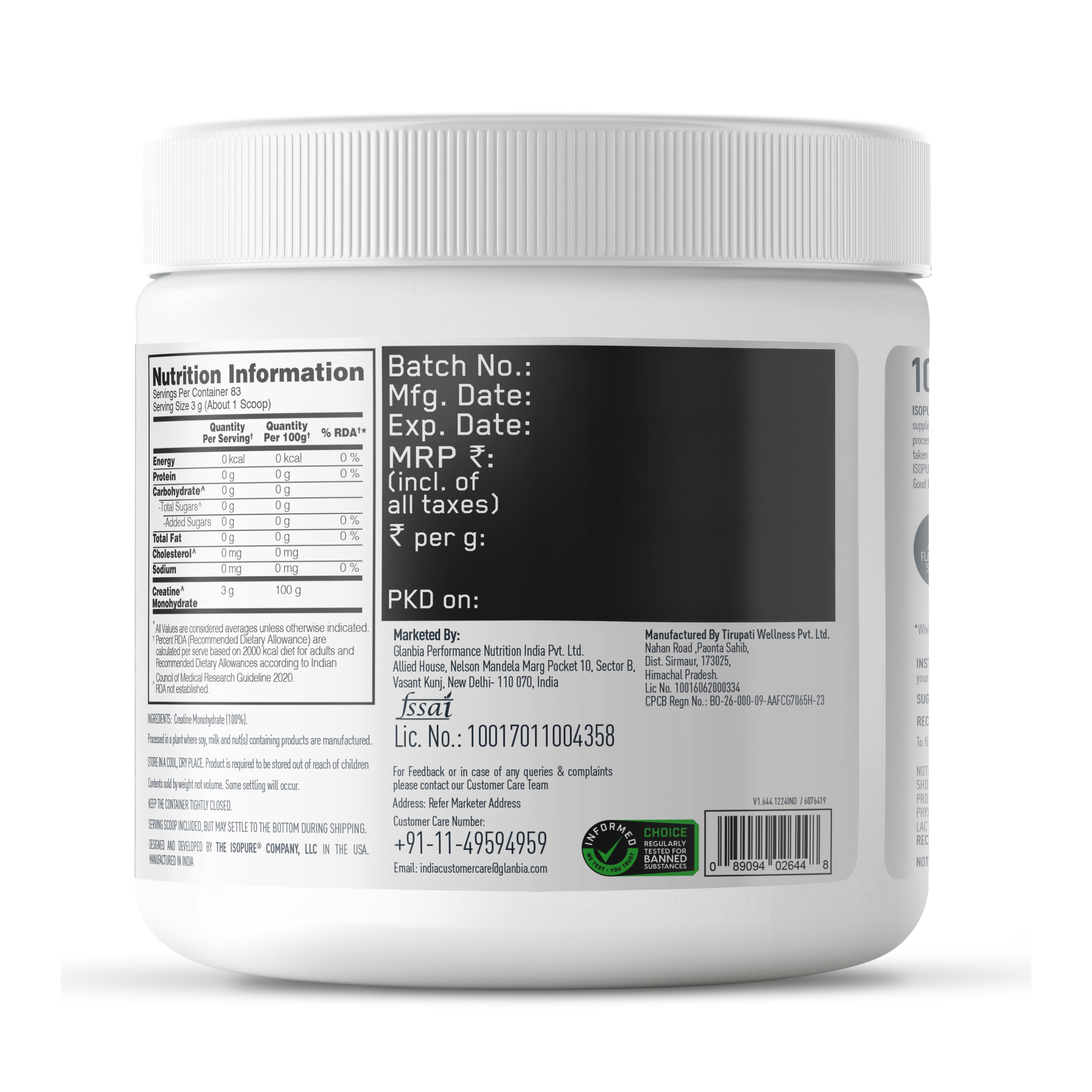 ISOPURE® 100% Creatine Monohydrate Micronized