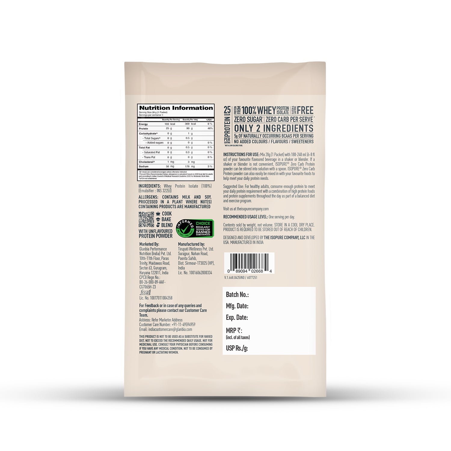 ISOPURE® Zero Carb 100% Whey Protein Isolate