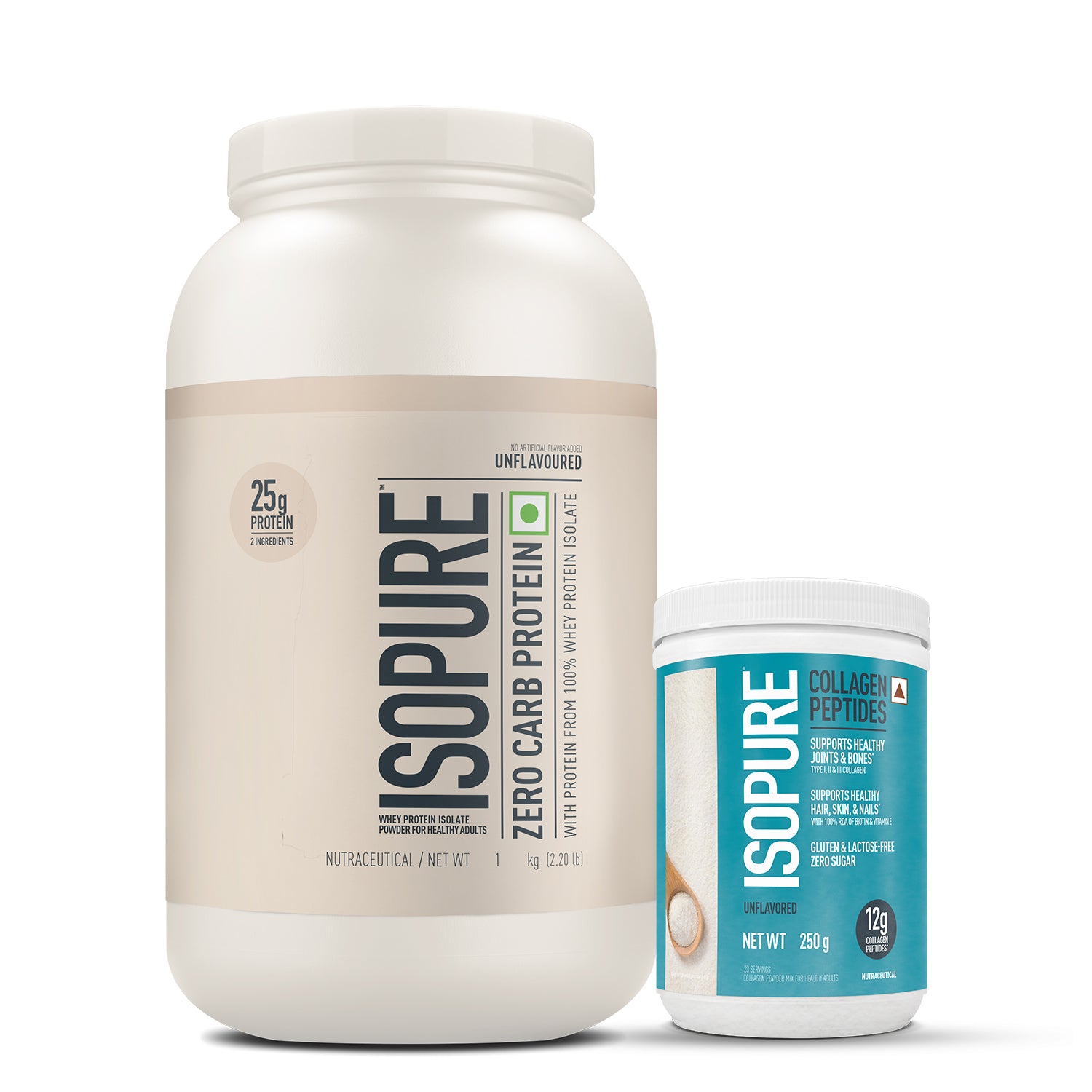 ISOPURE<sup>®</sup> Zero Carb 100% Whey Protein Isolate (Unflavoured) -1kg + ISOPURE<sup>®</sup> Collagen Peptides -250g