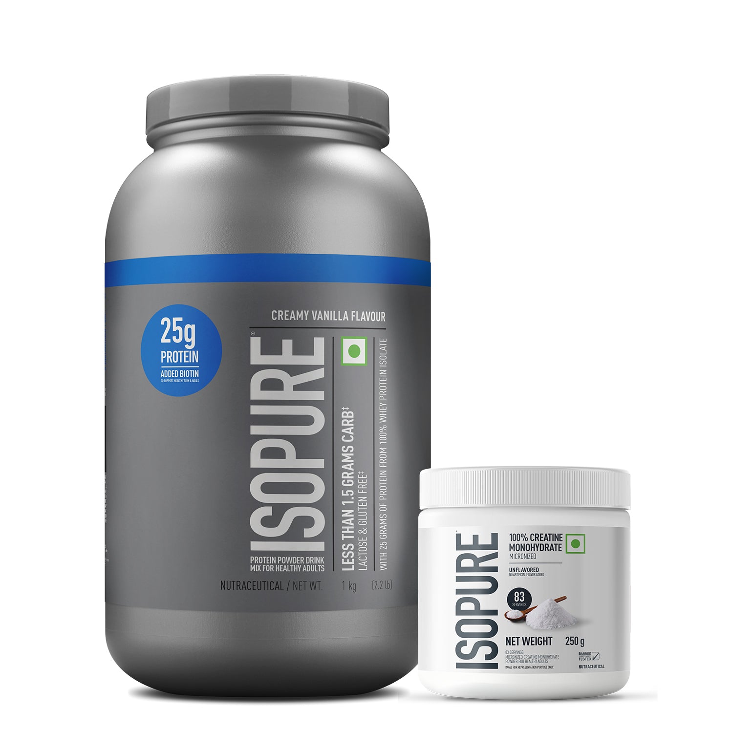 ISOPURE<sup>®</sup> Low Carb 100% Whey Protein Isolate Creamy Vanilla -1kg + ISOPURE<sup>®</sup> 100% Creatine Monohydrate Micronized- 250g